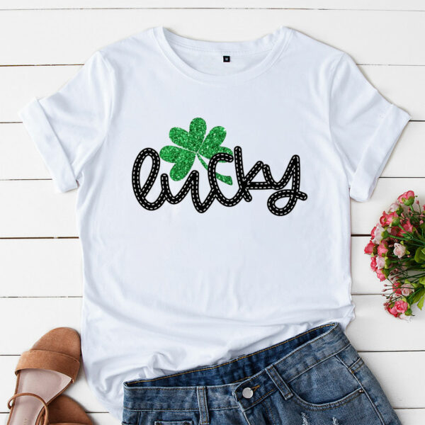 a t shirt white st patricks day shamrock lucky pjp4in