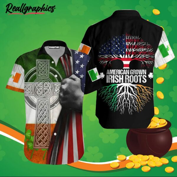 american grown irish roots st.patrick day button shirt pattrick day gift 1 rain49