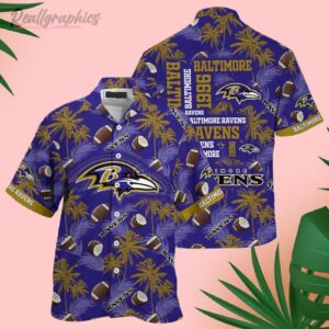 baltimore ravens palm tree pattern hawaiian shirt 1 v4hlil