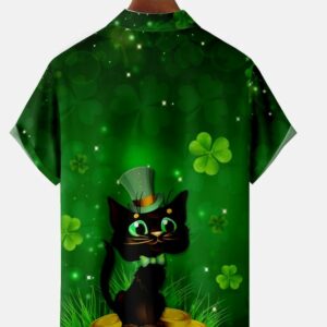 black cat st. patricks day chest pocket short sleeve shirt 1 uudm8u