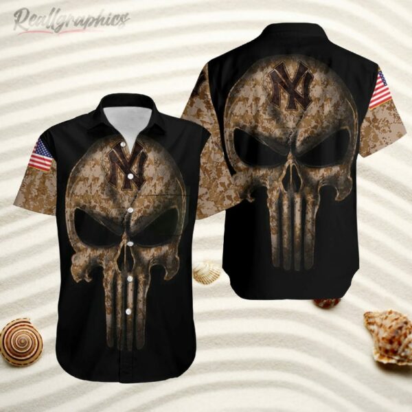camouflage punisher skull new york yankees button shirt 1 e2ey5b