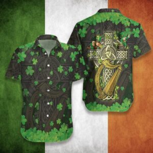celtic cross saint patricks day casual button shirt 1 lsctnr