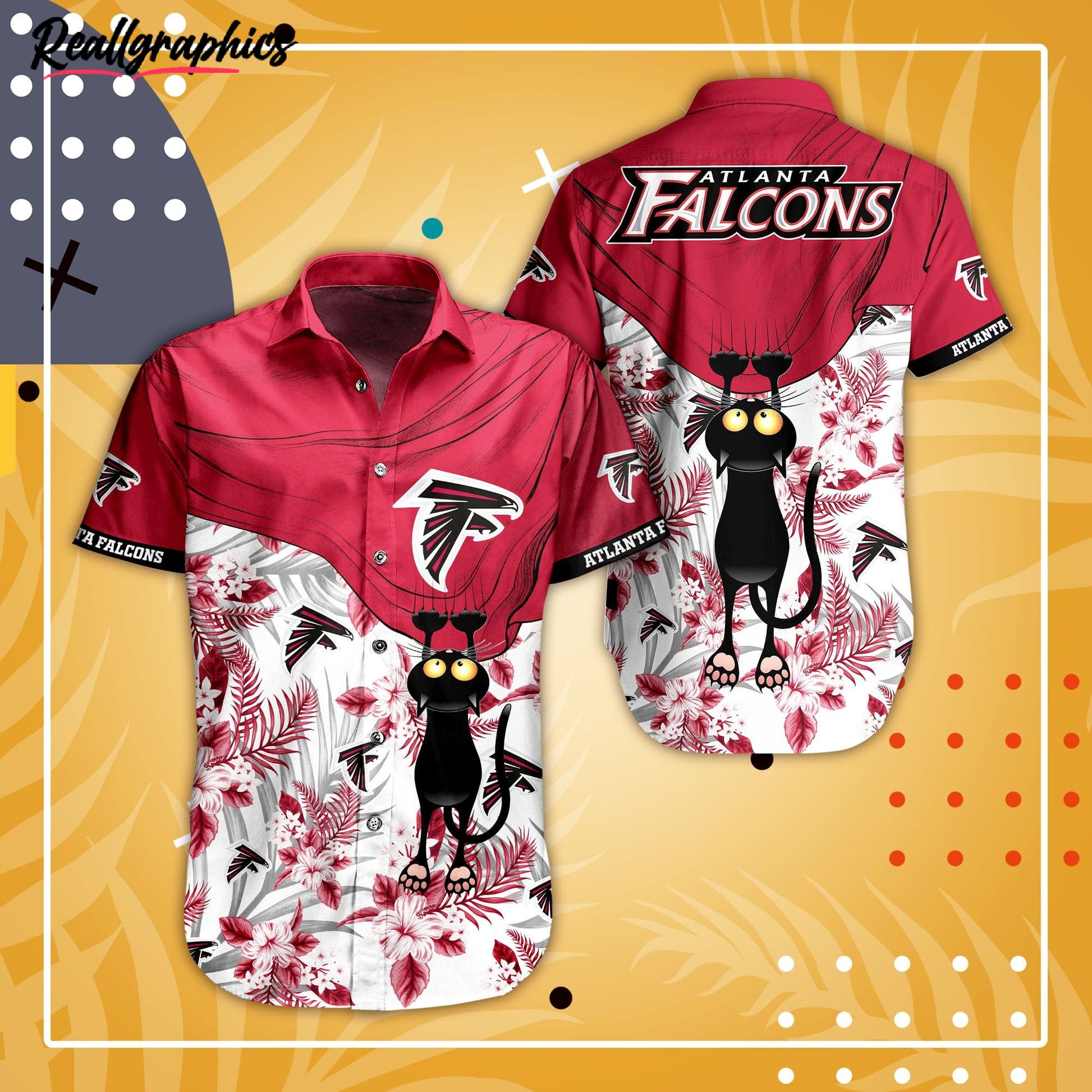 Cute Black Cat x Atlanta Falcons Hawaiian Shirt