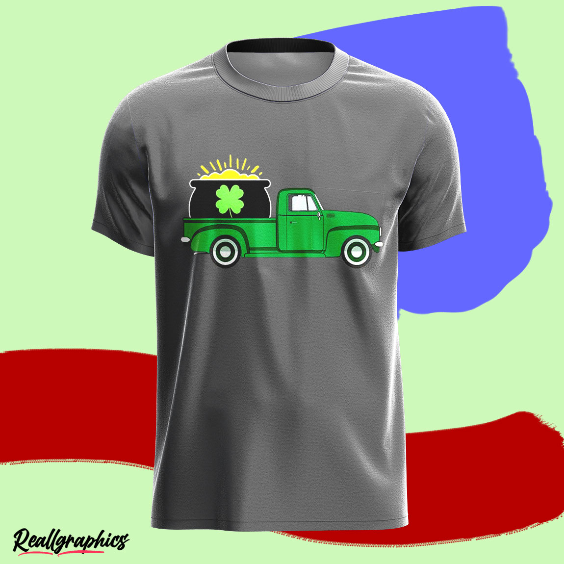 St. Patrick's Day Vintage Green Truck Gold Shamrock Shirt