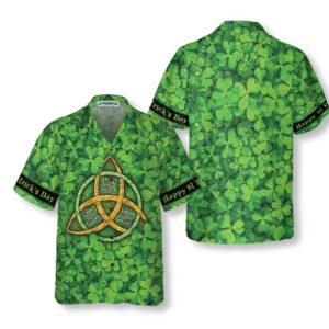 happy st patricks day celtic knot clover pattern button shirt 3 vjb0d1