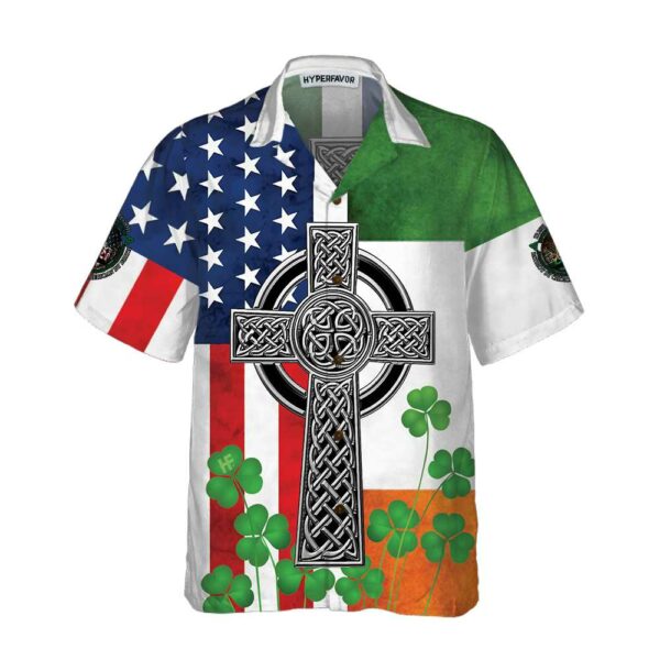 irish celtic cross shamrock american hawaiian shirt 1 b8ny3l