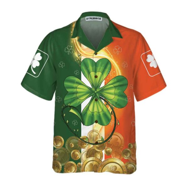 irish shamrock luck on st. patricks day hawaiian button shirt 1 u86fdz