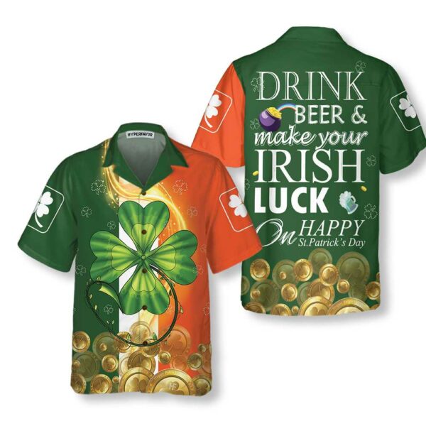 irish shamrock luck on st. patricks day hawaiian button shirt 3 vgtjom