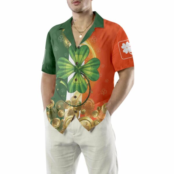irish shamrock luck on st. patricks day hawaiian button shirt 4 x6nd4a