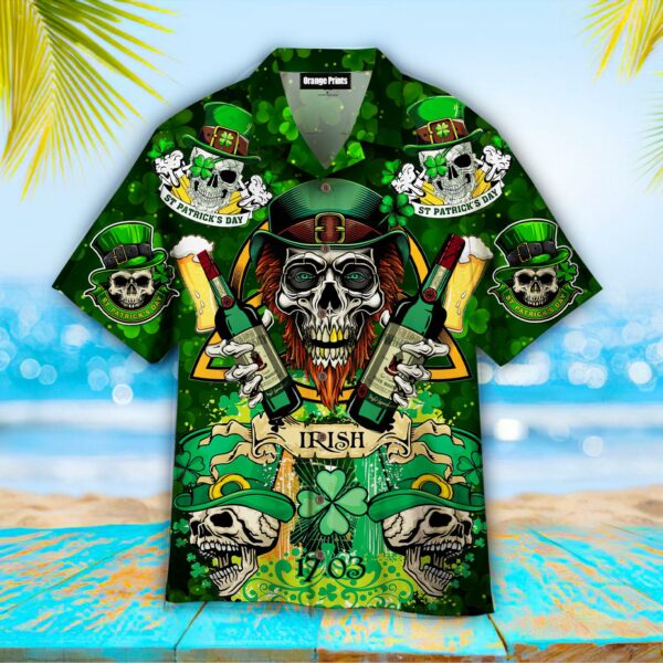 irish skull beer patrick day hawaiian button shirt 1 ypnpvh