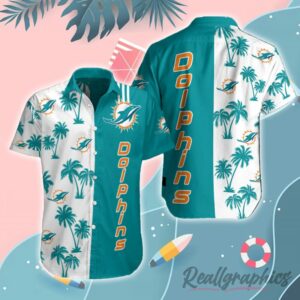 miami dolphins palm tree pattern button shirt igqcus