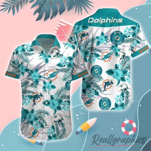 miami dolphins tropical flower button shirt jaqo03