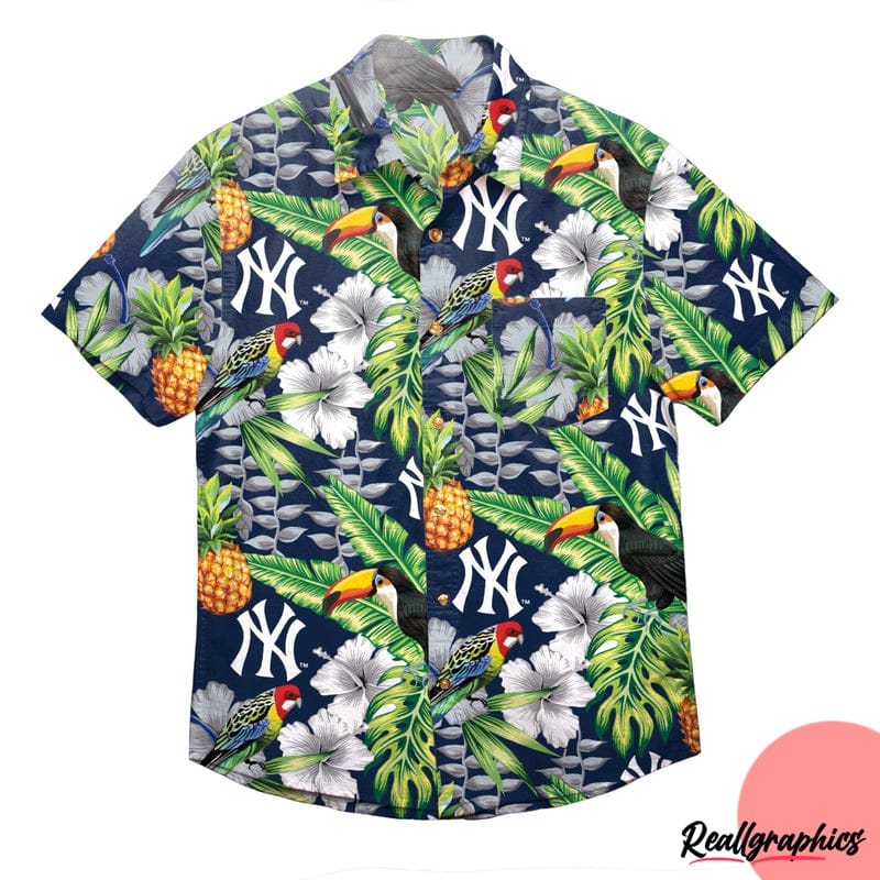 new york yankees mlb floral casual button up shirt