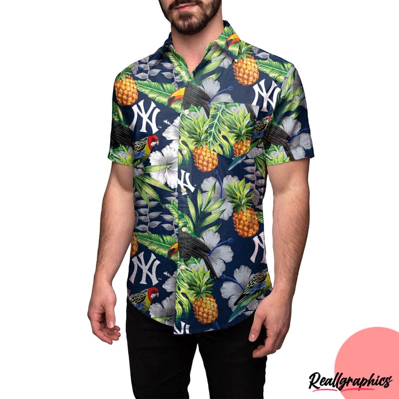 new york yankees mlb floral casual button up shirt 2 o7mojp
