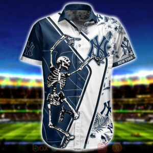new york yankees skeleton dancing short sleeve button shirt 1 qyzpd4