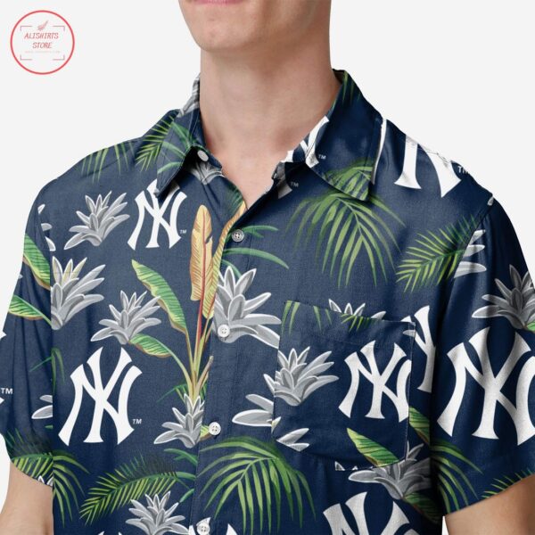new york yankees tropical tree pattern pocket shirt 1 blu1bd