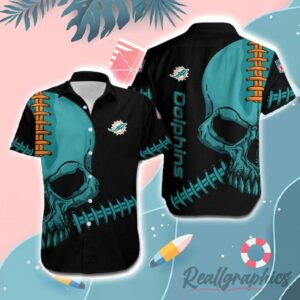 nfl miami dolphins short sleeve button shirt skull xf9iqw
