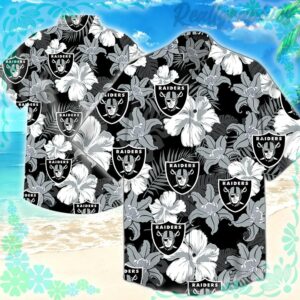 oakland raiders nfl tropical pattern hawaiian shirt i5h7pj