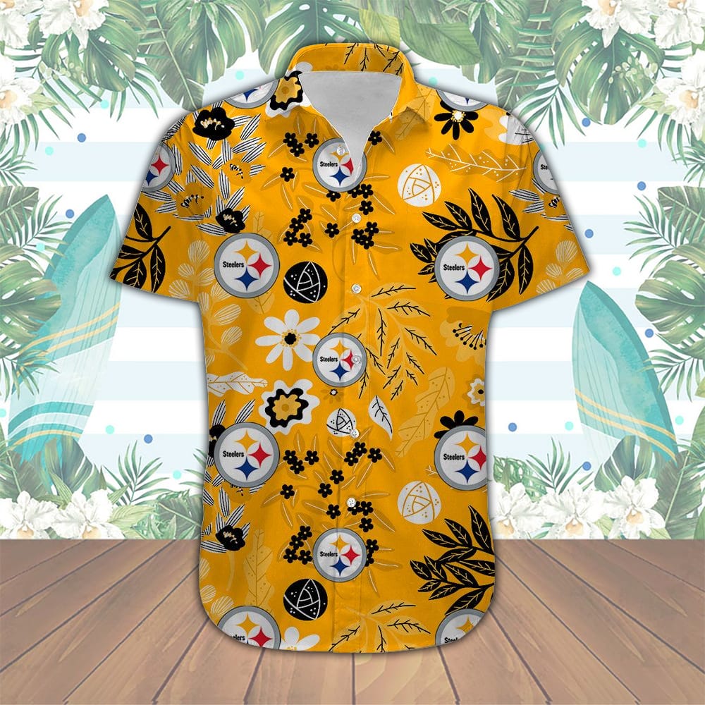 Pittsburgh Steelers Casual Short Sleeve Button Shirt - Reallgraphics