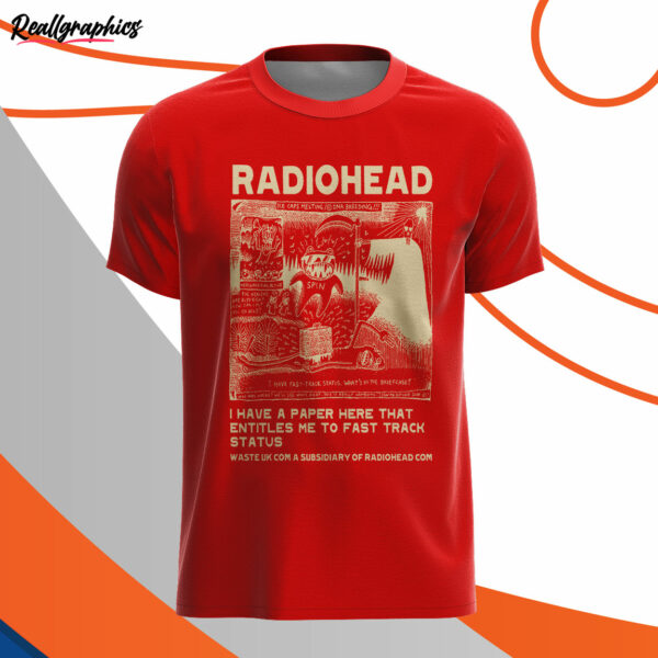 red t shirt radiohead i have a paper here dnqfyn