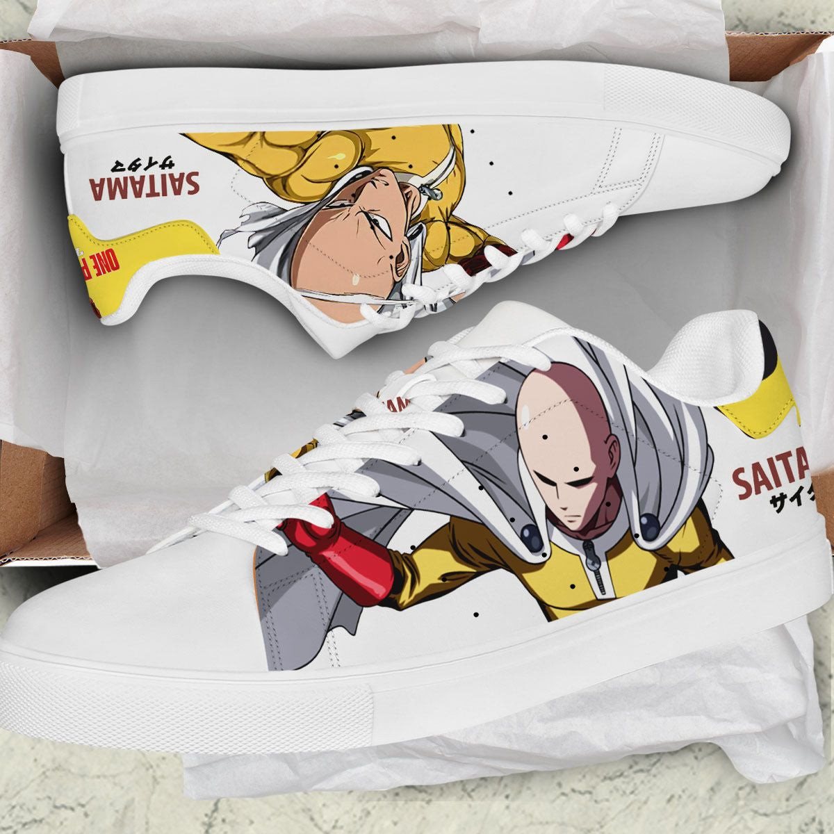Saitama Skate Sneakers Custom One Punch Man Anime Shoes