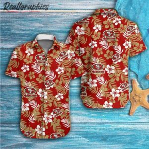 san francisco 49ers floral hawaiian shirt 44 pbhksi