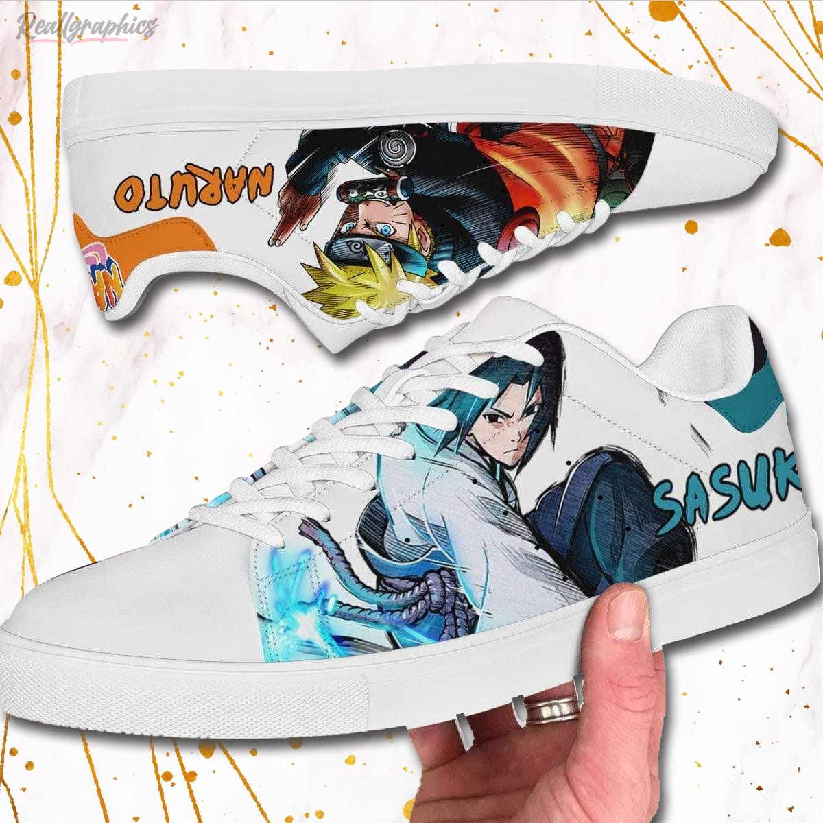 Sasuke And Naruto Shoes, Custom Anime Skate Sneakers