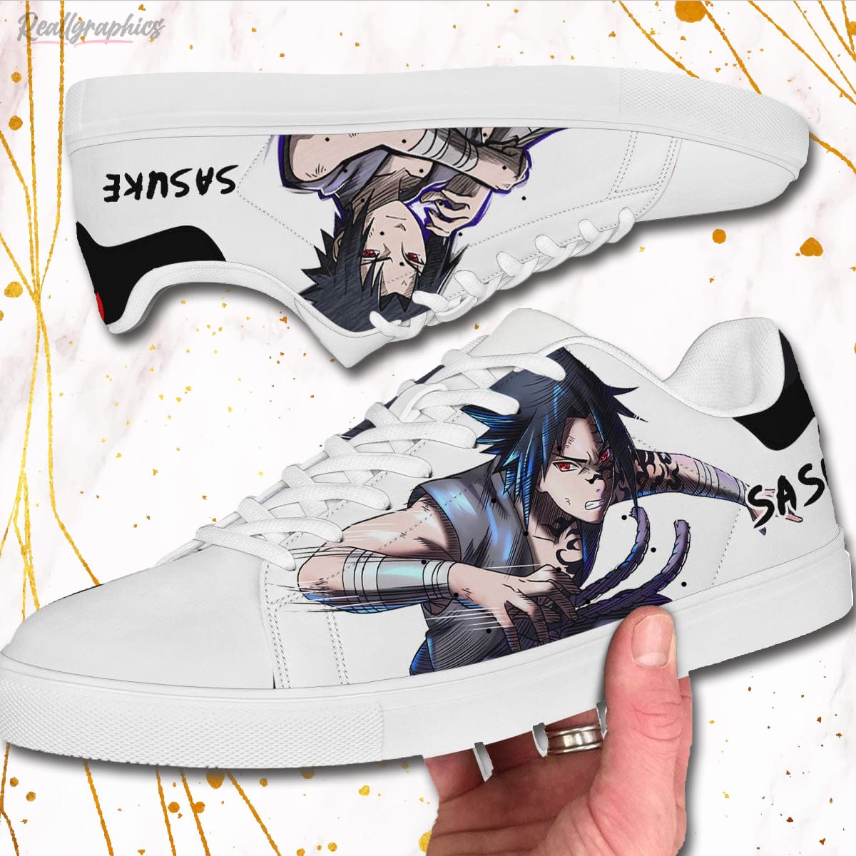 Sasuke Uchiha Skate Sneakers Naruto Custom Anime Shoes