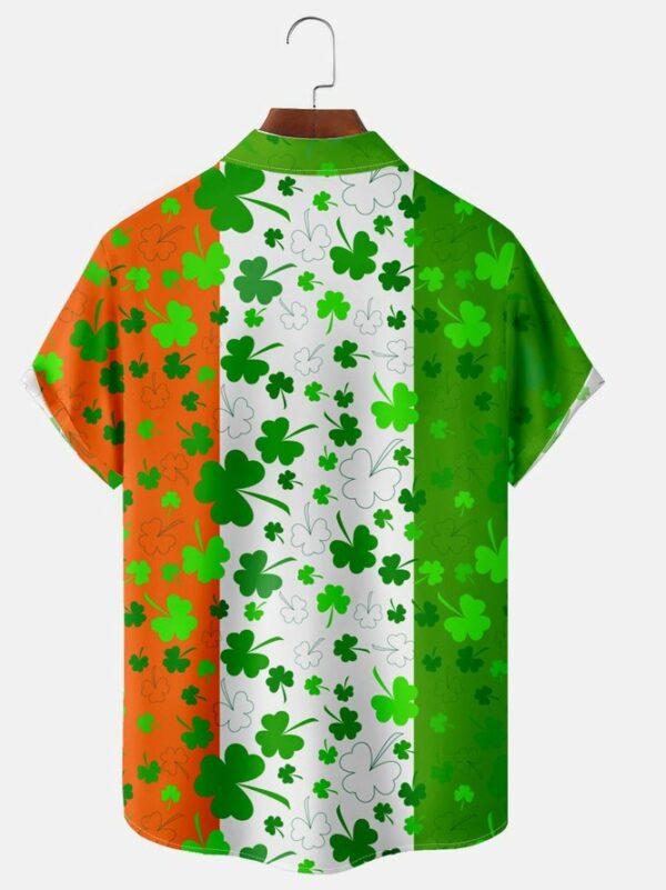 shamrock ireland flag pattern chest pocket short sleeve shirt 1 cmijcd