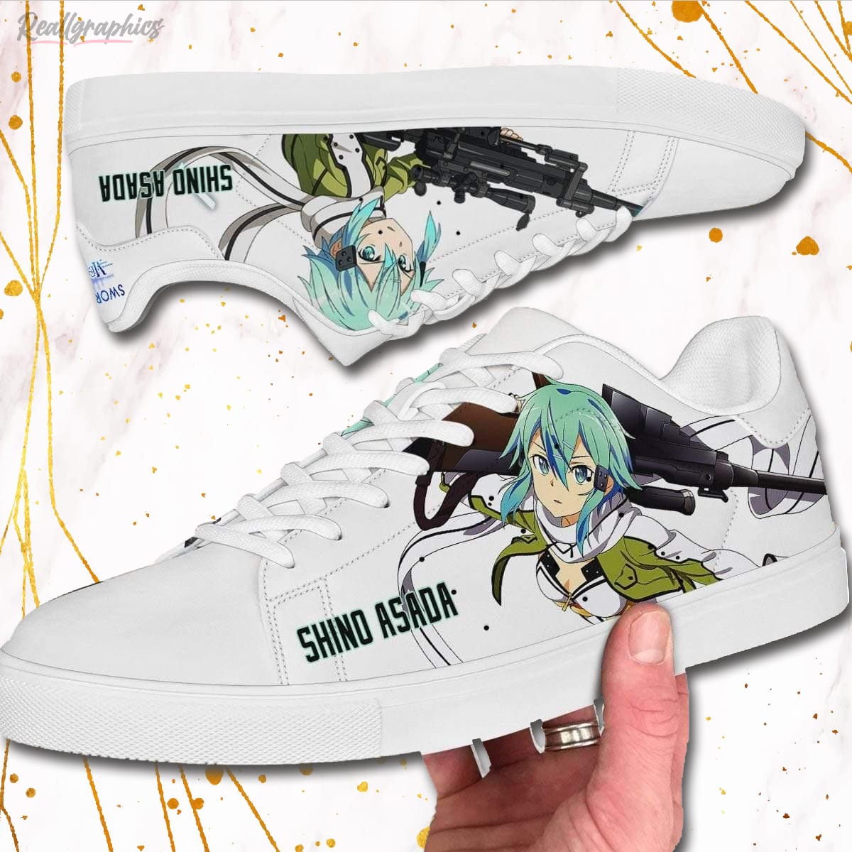 Shino Asada Skate Sneakers Sword Art Online Custom Anime Shoes