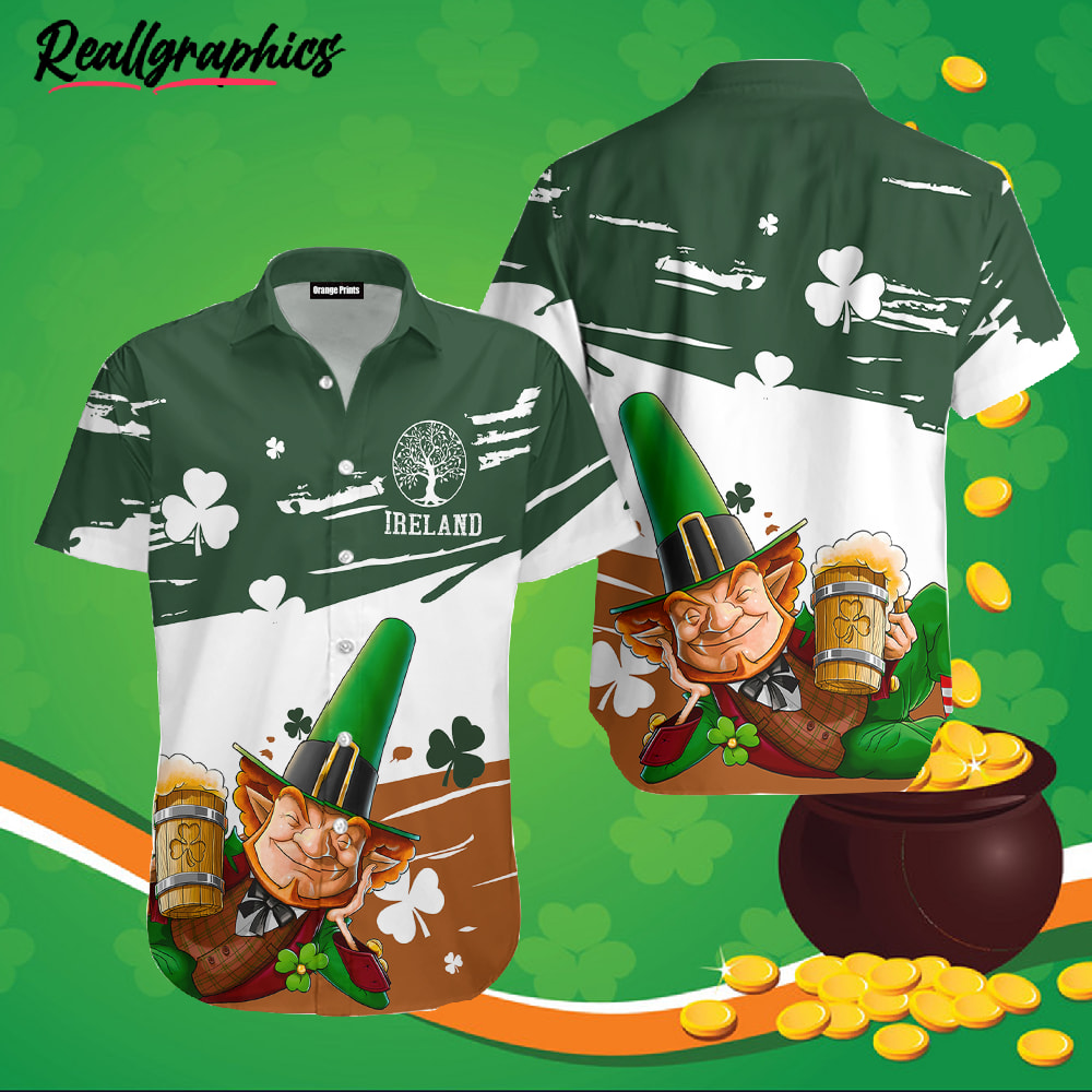 St Patrick's Day Funny Leprechaun Button Up Shirt