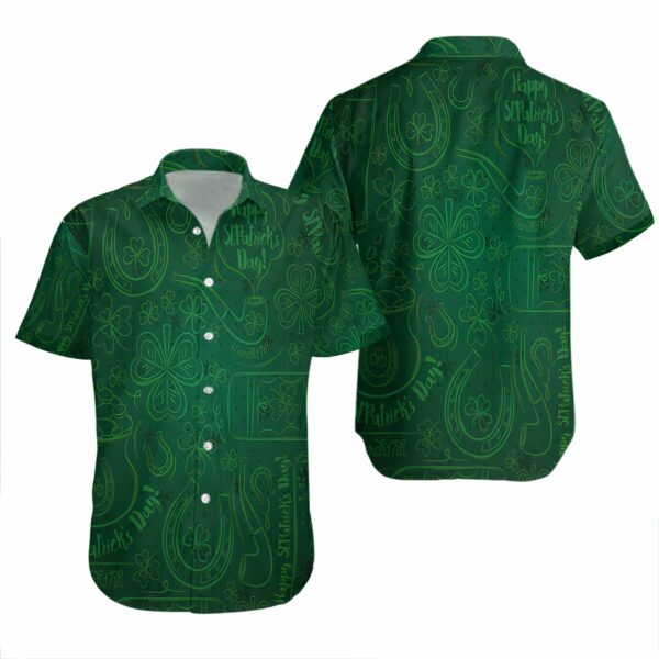 st patricks day green shamrock pattern hawaiian shirt 1 lz7g4u
