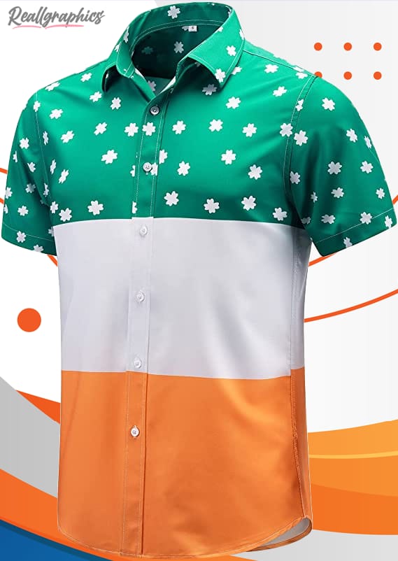 st.patricks day irish flag printed casual short sleeve hawaiian button up shirt 2 abkyw0