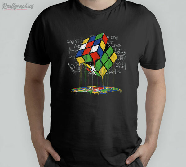t shirt black melting rubiks cube speed vintage puzzle youth math ay4ion