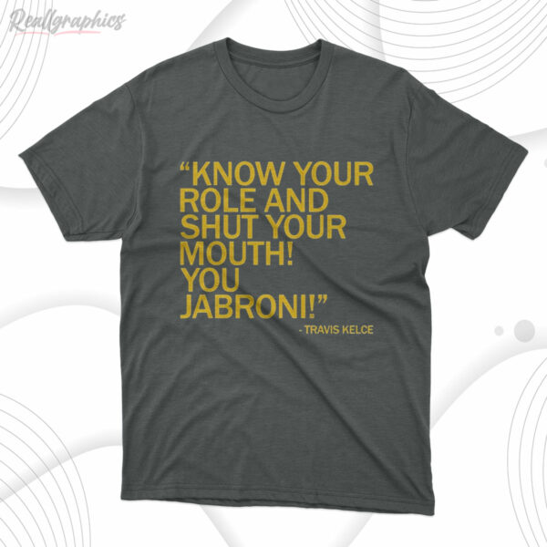 t shirt dark heather know your role and shut your mouth you jabroni qyvnpq