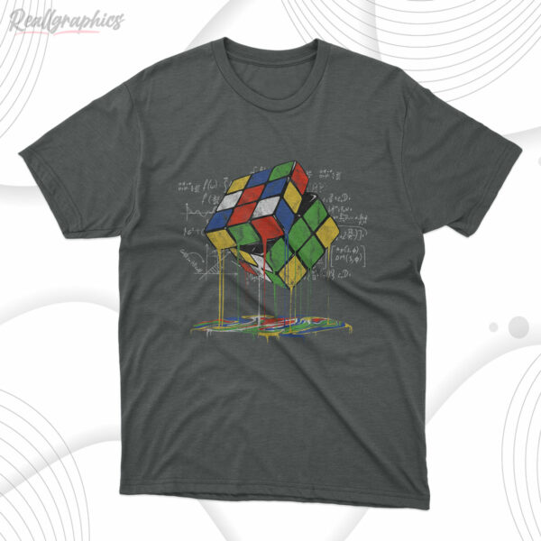 t shirt dark heather melting rubiks cube speed vintage puzzle youth math cqfikk