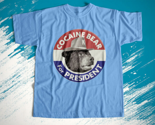 t shirt light blue cocaine bear for president mnwafo