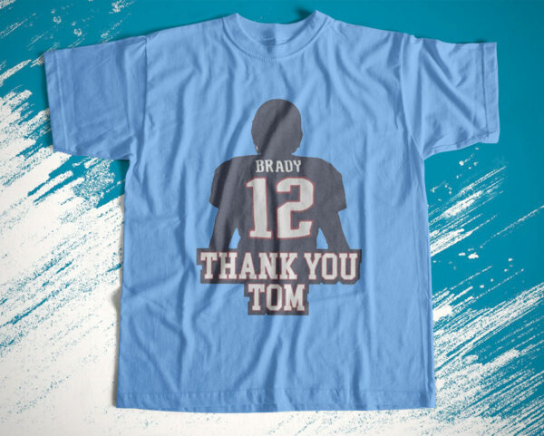 t shirt light blue thank you tom brady 12 american football yniecq