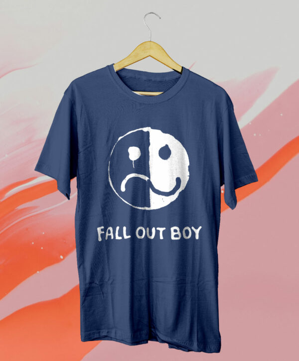 t shirt navy fall out boy smile frown xdcsjy