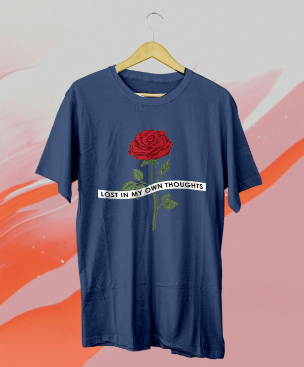 t shirt navy rose lost in my own thoughts qi1bls