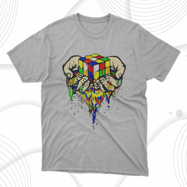 t shirt sport grey rubix cube melting in your hands awesome graphic hcqqwl