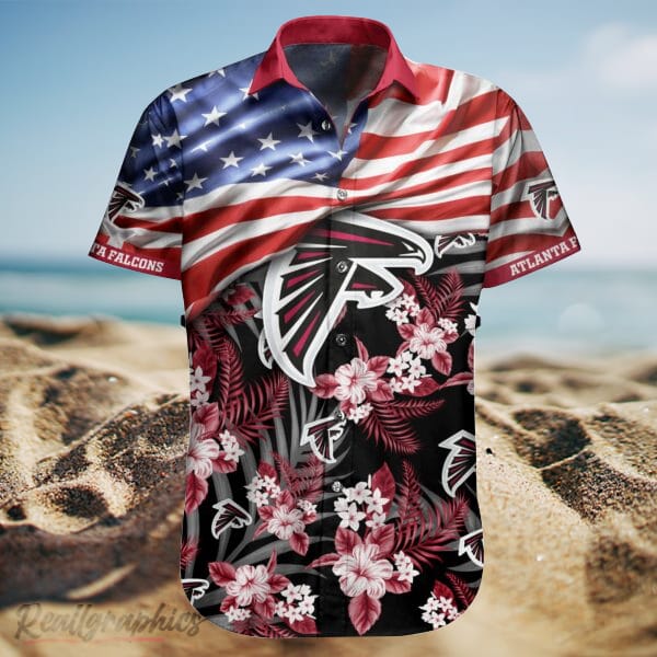 US Flag x Atlanta Falcons Tropical Flower Shirt