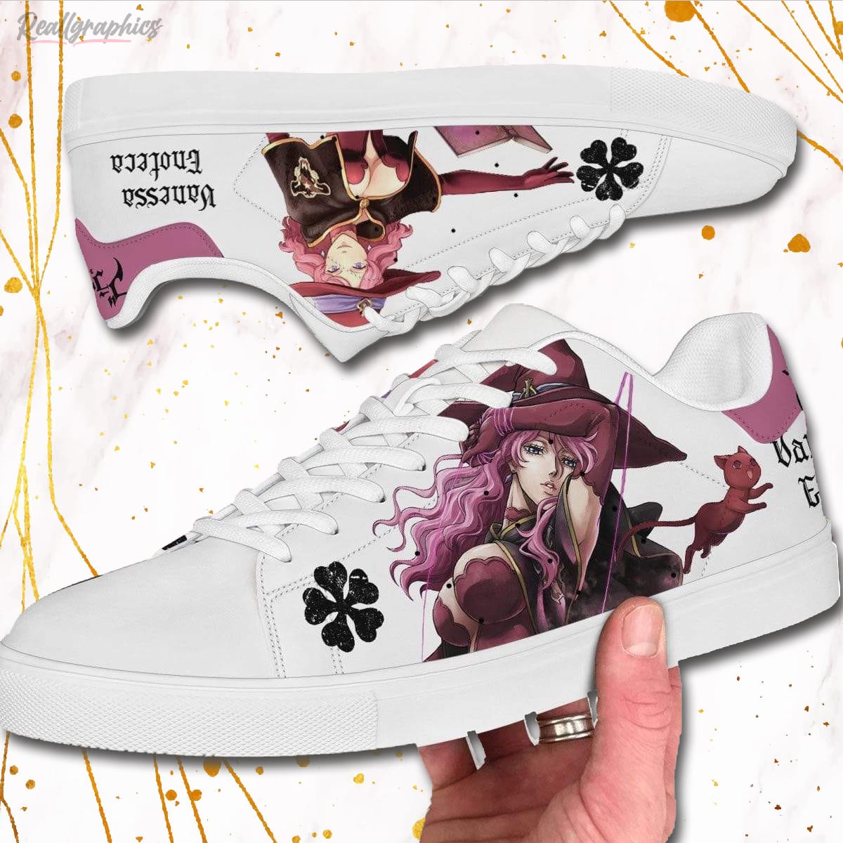 Vanessa Enoteca Skate Sneakers Black Clover Custom Anime Shoes