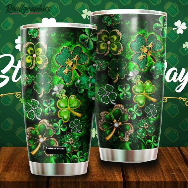 happy st patricks day clover leaf stainless steel tumbler cup cksgzf