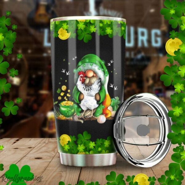 happy st patricks day gnomes with chicken stainless steel tumbler cup lvlq8k