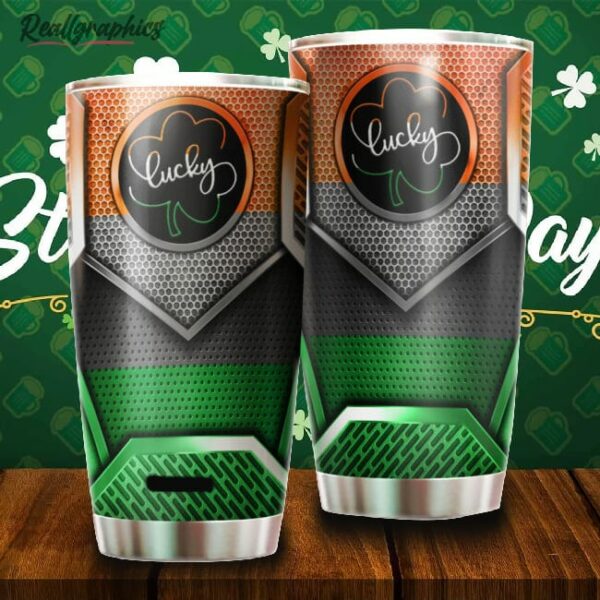happy st patricks day lucky shamrock stainless steel tumbler cup oit3lo