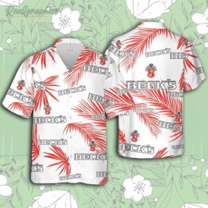becks beer hawaiian palm leaves pattern shirt beer summer party hawaiian shirt 11mzr