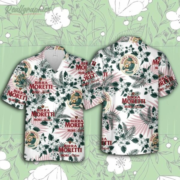 birra moretti hawaiian flowers pattern shirt hawaiian beer lover shirt exs7w