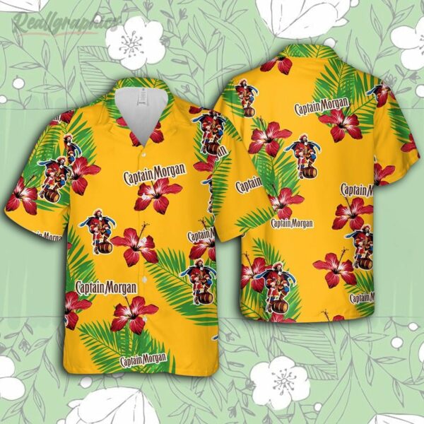 captain morgan hawaiian hibiscus flower pattern tropical beach shirt hawaiian beer shirt taowh