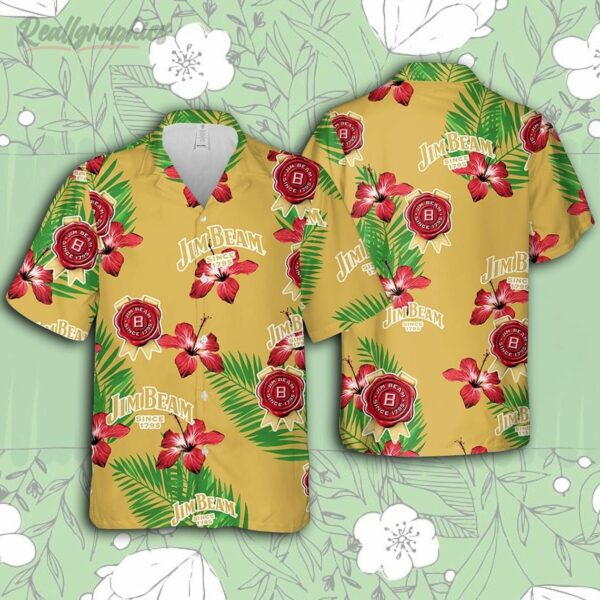 jim beam hawaiian hibiscus flower pattern tropical beach shirt hawaiian beer shirt 0fkcl